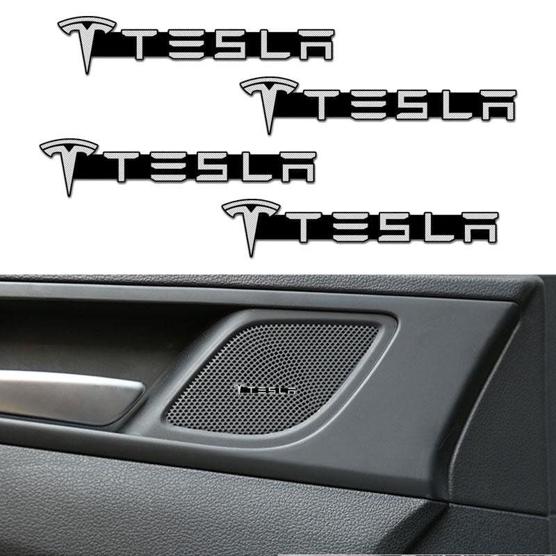 3D Car Styling Sticker Aluminum Emblem interior Speaker audio Badge For Tesla Model 3 Model X S 2016-2020 Decals TM3 TMX TMS Decal