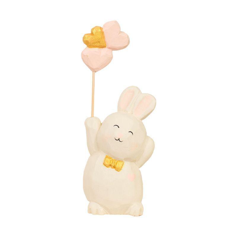 Wooden Craft Bunny Decor With Engraved Design For Home Entryway And Gift Giving