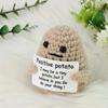 New Positive Energy Potato Hug Pocket Mini Handmade Plush Wool Knitting Doll with Card Funny Christams Gift Home Room Decoration KTY