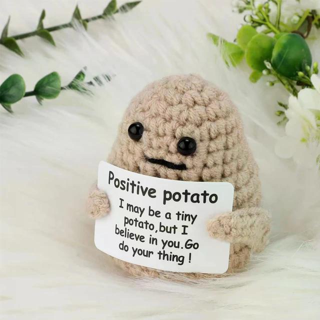 New Positive Energy Potato Hug Pocket Mini Handmade Plush Wool Knitting Doll with Card Funny Christams Gift Home Room Decoration KTY