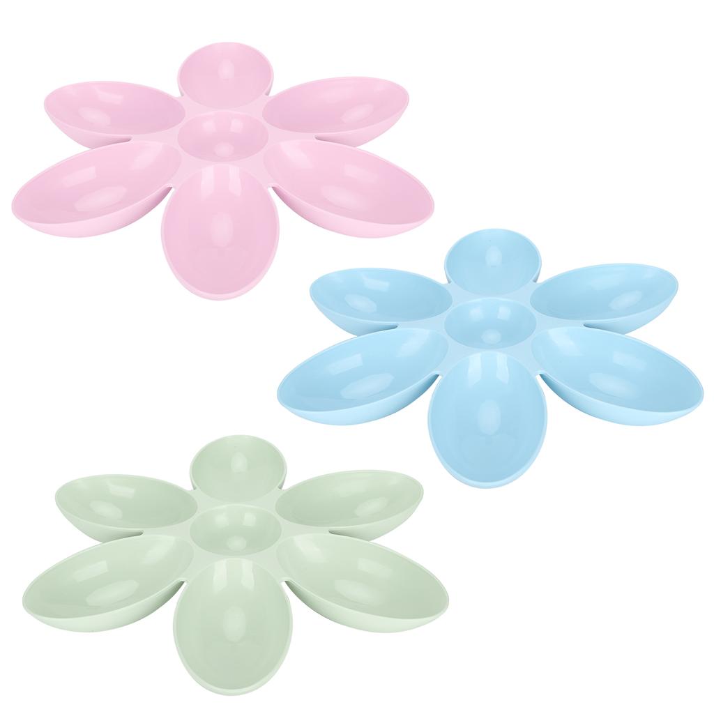 Cat Feeding Bowl Portable Functional Round Corner Plastic Cat Bowl 6 Grids Flower Petals Shape for Cat for Water for Food