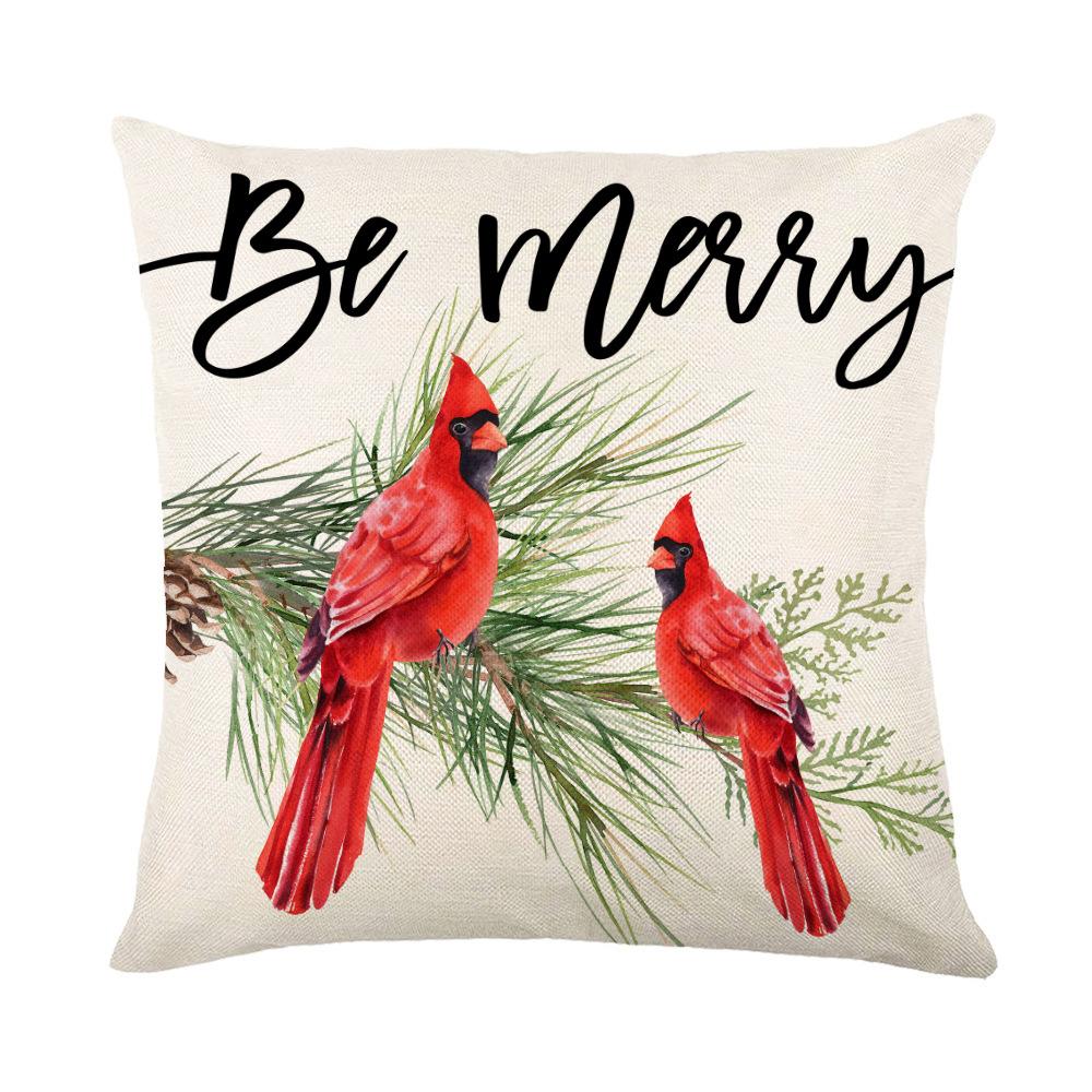 Christmas Gift Chessboard Pattern Snowflake Linen Pillowcase Cushion Cover Home Office Decoration Cushion Cover 45X45