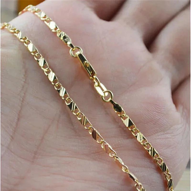 Exquisite 925 Silver Fashion 18K Gold Filled Necklace For Women Men Size 16-30 Inch Jewelry Chain Wholesale