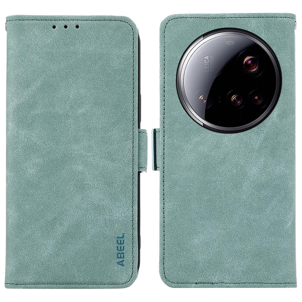 ABEEL For Xiaomi 15 Ultra Case PU Leather Folio Stand View RFID Blocking Phone Cover