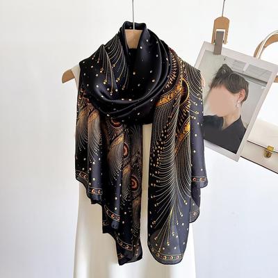 Spring Scarf Women'S Luxury Design Polyester Material Smooth Scarf Soft Shawl Beach Scarf