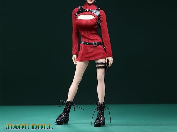 Spielzeug Hobby Maßstab Actionfigur Schöne Sexy Frau Büroangestellte OL Geeignet für TBLeague Körper Langärmeliges Kleid mit hohem Kragen und Pistolenholster-Aufhänger