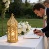 Unique Metal Candle Column Decorated With Cultural Mediterranean Motifs Perfect For Dining Table Centerpieces