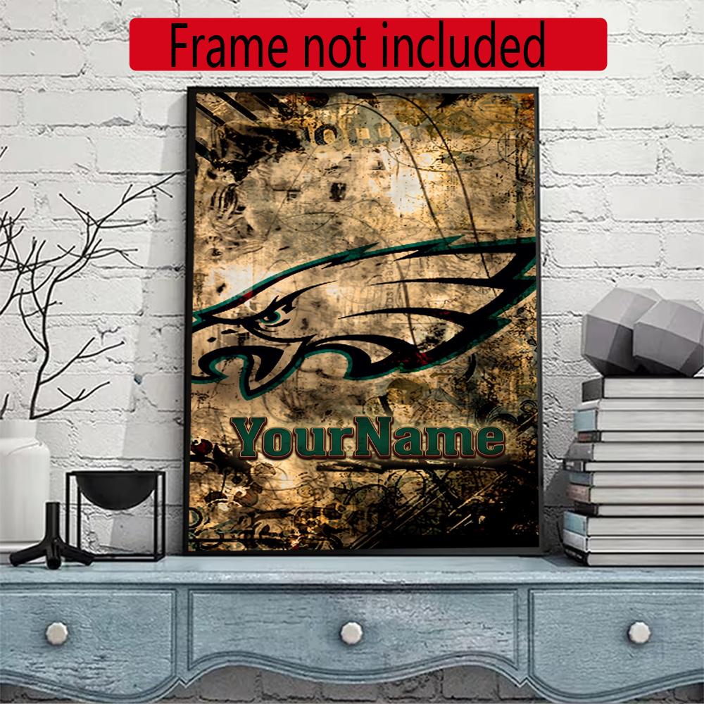 Philadelphia Eagles Customize Text Diamond Painting Round Diamond Mosaic Suitable For Beginners Diamond Painting Rhinestones Gift Frameless