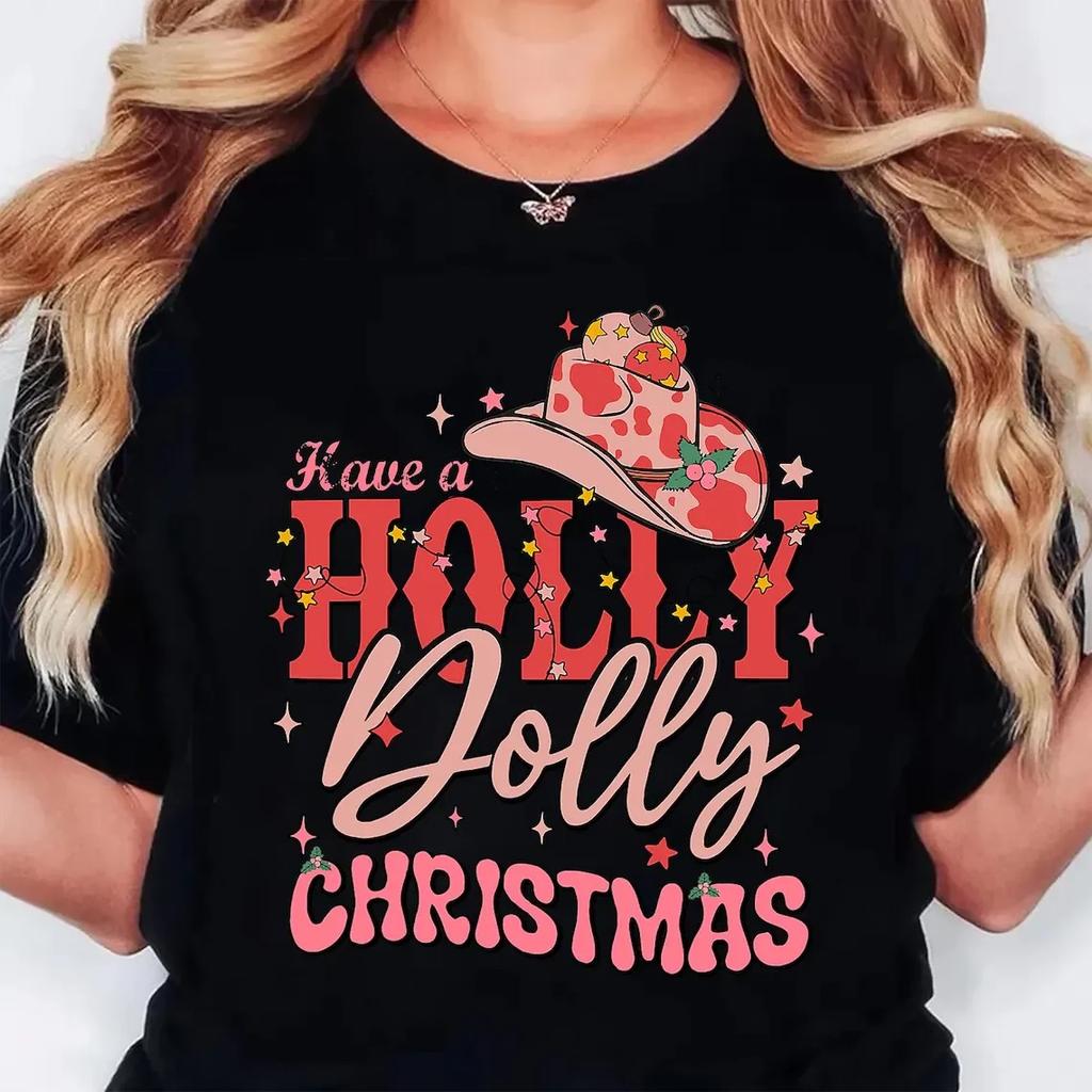 Boots Christmas Shirts Western Cowgirl Holiday Tee Casual Short Sleeve Top Womens Clothing Cartoon Streetwear Y2k Clothes