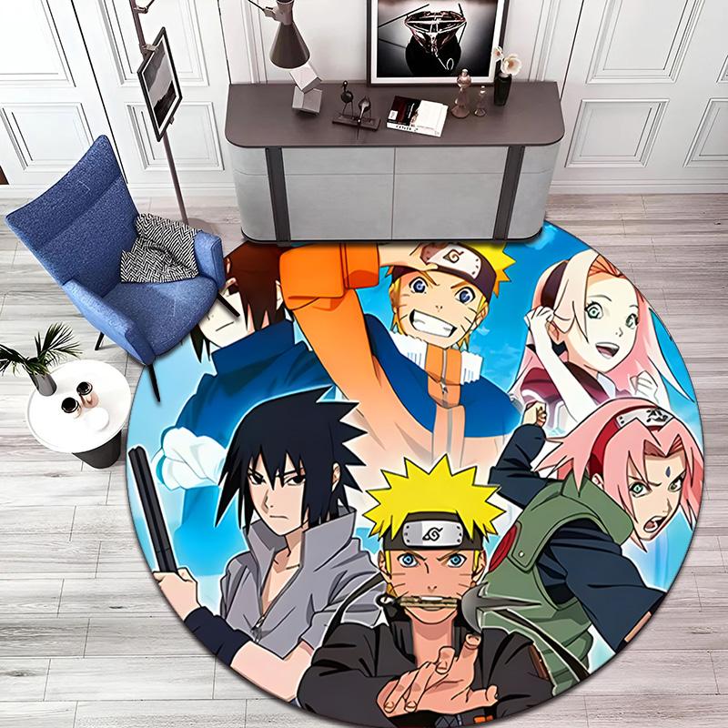 Berühmter Cartoon NARUTO Protagonist Uzumaki Naruto runder Teppich weiche Heimdekoration rutschfeste Fußmatte Outdoor Picknickmatte Teppich M6
