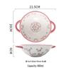 Pink Floral Ceramic Noodle Bowl