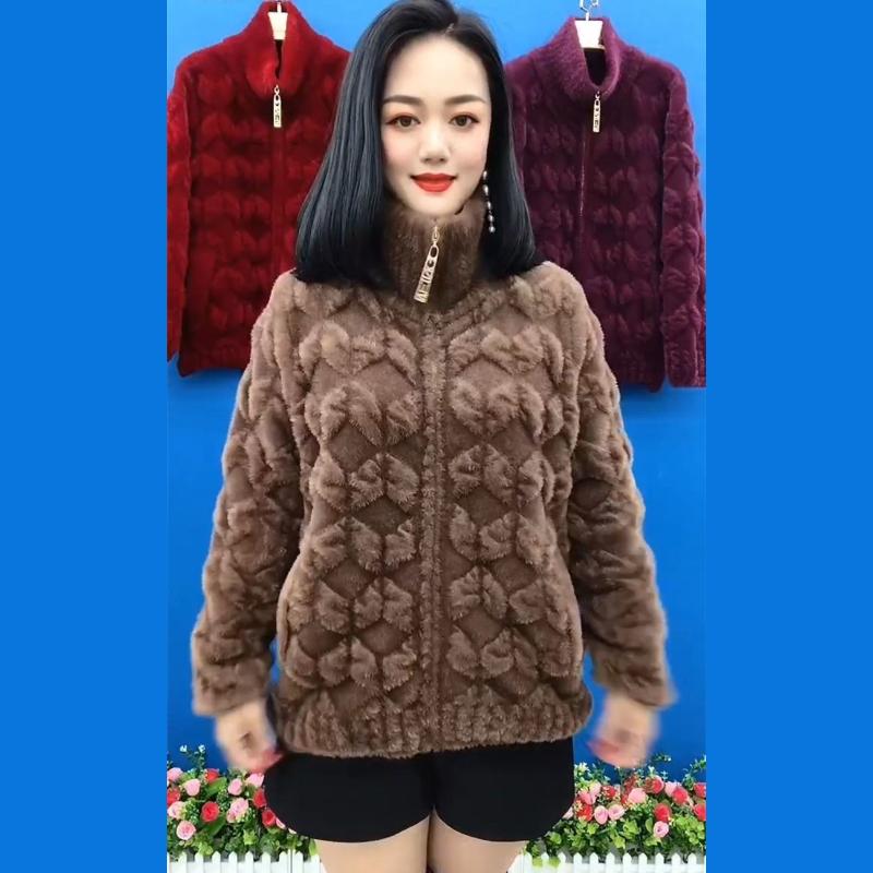 Autumn and Winter Jackets, Women's Imitation Mink Fleece Jackets, Cold-proof and Warm Outerwear