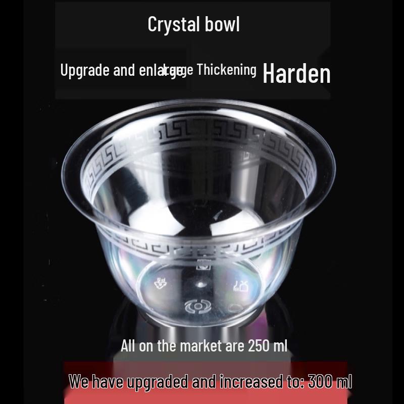 Disposable Round Crystal Plastic Bowls (100-Pack)