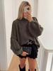 2024 Autumn/Winter Women's Stand-up Collar Knitted Sweater - American Blogger Style, Korean Version
