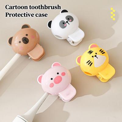 4pcs Toothbrush Cover Animal Shape Protective Caps Dust Proof Brush Head Protector for Travel Camping Bathroom School Home