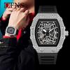 OFNS Men's Luxury Luminous Diamond Quartz Watch - Barrel-Shaped, Calendar, Waterproof