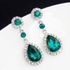 Korean Green Crystal Stone Drop Earrings for Women Trendy Rhinestone Geometric Tassel Dangle Earring Girl Party Fashion Jewelry