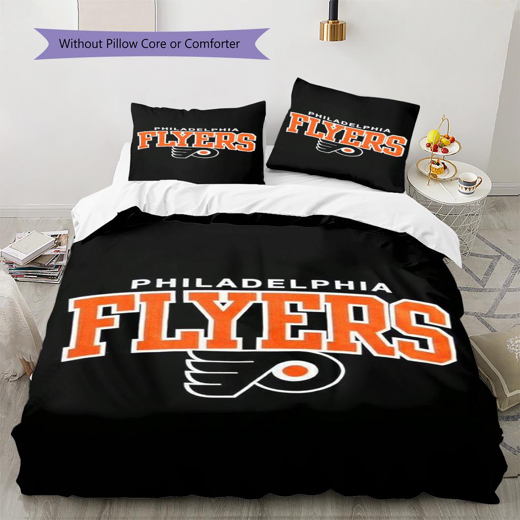 Philadelphia Flyers Logo Pattern Bedding Set Quilt Cover Pillowcase Home Decor Gift (1 * duvet cover + 2 * pillowcase, without core)