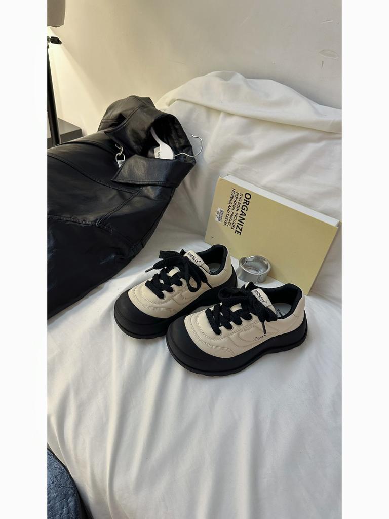 Thick baseplate shoes women's spring and autumn new Korean version versatile little white shoes women's flat bottom breathable non-slip heighte