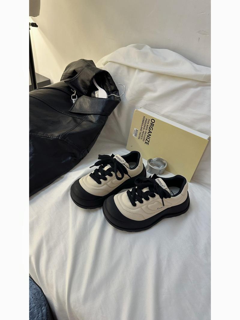 

Thick baseplate shoes women s spring and autumn new Korean version versatile little white shoes women s flat bottom breathable non-slip heighte 39 коричневый