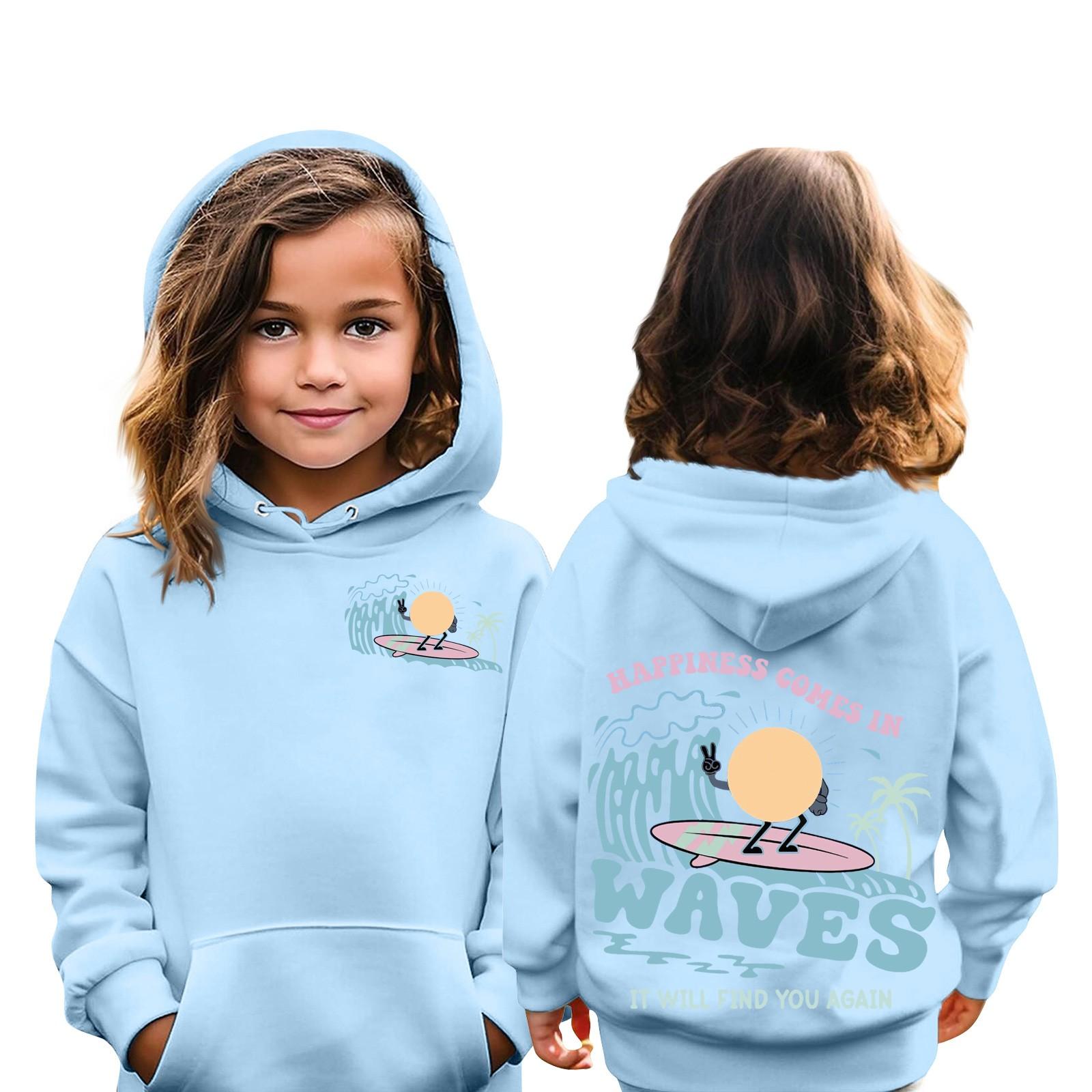 

Детские толстовки, свободная спортивная рубашка с капюшоном и принтом, модная спортивная рубашка 130