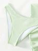 2025 Neues dreiteiliges Bikini-Set Sexy Damenkleid Einfarbiges Neckholder-Badeanzug Hohl Rückenfreies Badebekleidung Enganliegend Push-up Strandbadeanzug