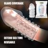 Extension Reusable Condom Penis Sleeve Male Enlargement Time Delay Spike Clit Massager Cover Crystal Clear Condoms Adult Sex Toy