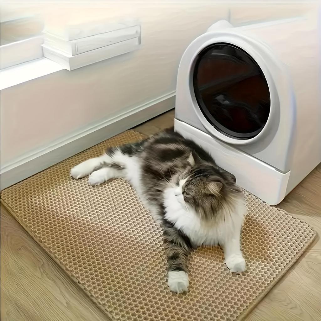 Oversized Double-Layer Cat Litter Mat - EVA Waterproof Litter Trapper, Anti-Skid Washable Mat for Under Litter Box