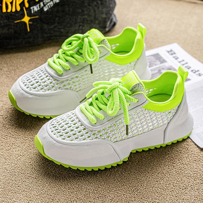 Summer Weave Man Casual Sneakers Fashion White Platform Sneakers Man Designer Shoes Breathable Lace-up Original Men's Sneakers