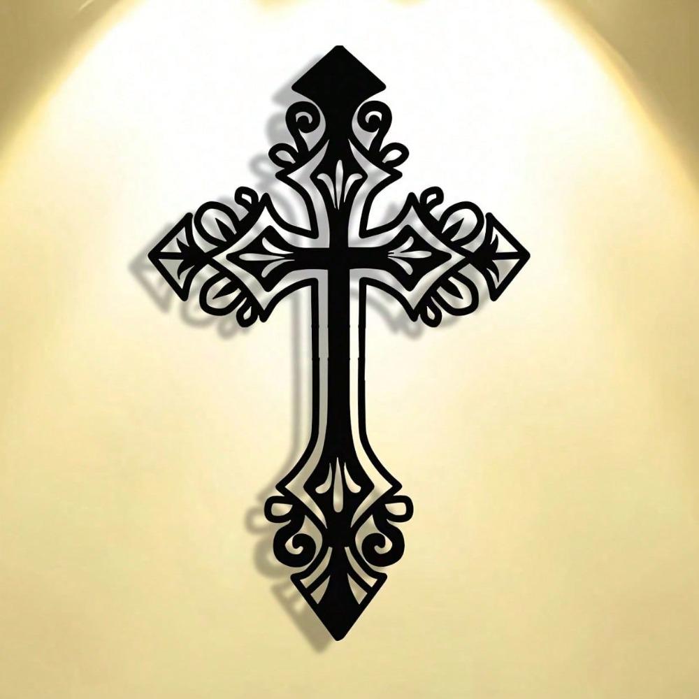 Vintage Hollow Cross Metal Sign Wrought Iron Wall Decor Home Gift Holiday Religious
