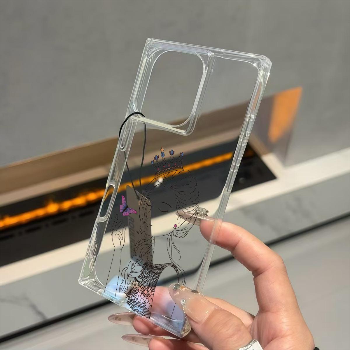 

Clear Square Back Tube Case Protection For iPhone 14 Pro Max 12 16 ProMax 11 15 Plus 13 Anti-Oxygen,Girl s Profile Pattern Casing iphone 11 ProMax