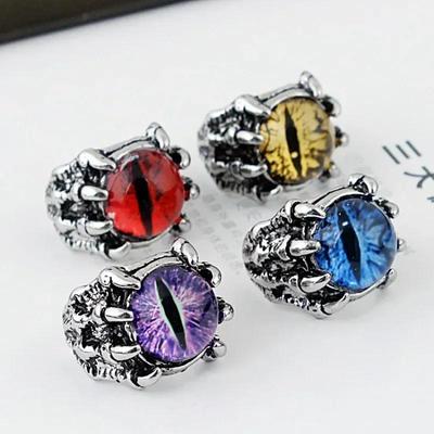 Herren Punk Bunte Böses Auge Ringe für Männer Frauen Mode Vintage Dämon Drachenklaue Ring Männlicher Schmuck Zubehör Geschenke