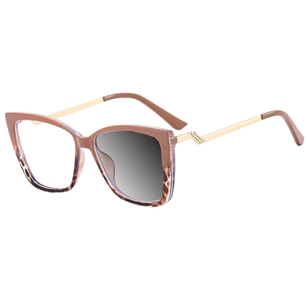 Fashion Brand Retro Square Leopard Women Eyeglass Frame Photochromic Anti Blue Light Reading Glasses