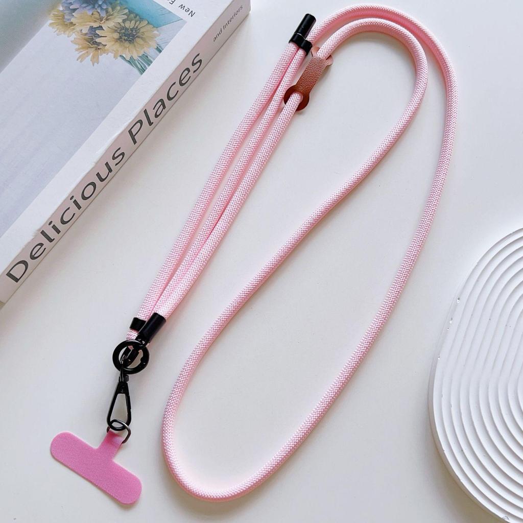7mm Phone Lanyard Crossbody, 1.5m Adjustable Anti-Lost Neck Strap with Colored Chain and Leather Tag.