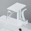 White Gold Waterfall Basin Faucet Brass Deck Mounted Bathroom Washbasin Faucet Creative Single Hole Hot and Cold Wash Basin Tap