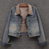 Fleece Thickened Denim Jacket Women's Short New Autumn and Winter Loose Versatile Jacket