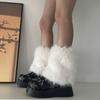 Flauschige Kunstpelz Beinwärmer Pelz Fersen Lange Stiefel Manschetten Abdeckung Hat Elastisch Ein Paar Karneval Stiefelabdeckung Y2K JK Uniform