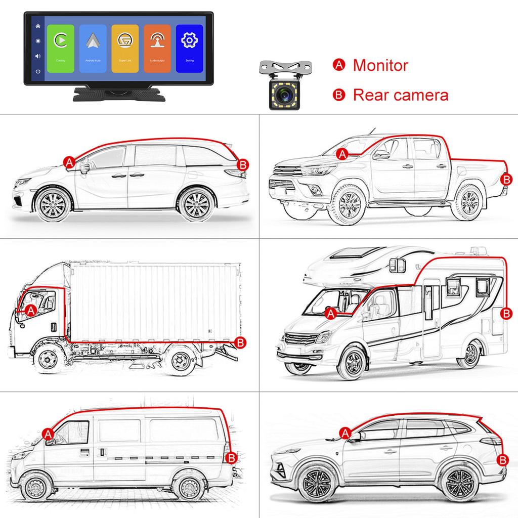 10.26inch HD Car Display Car Navigation System CarPlay all-in-one Machine Camera