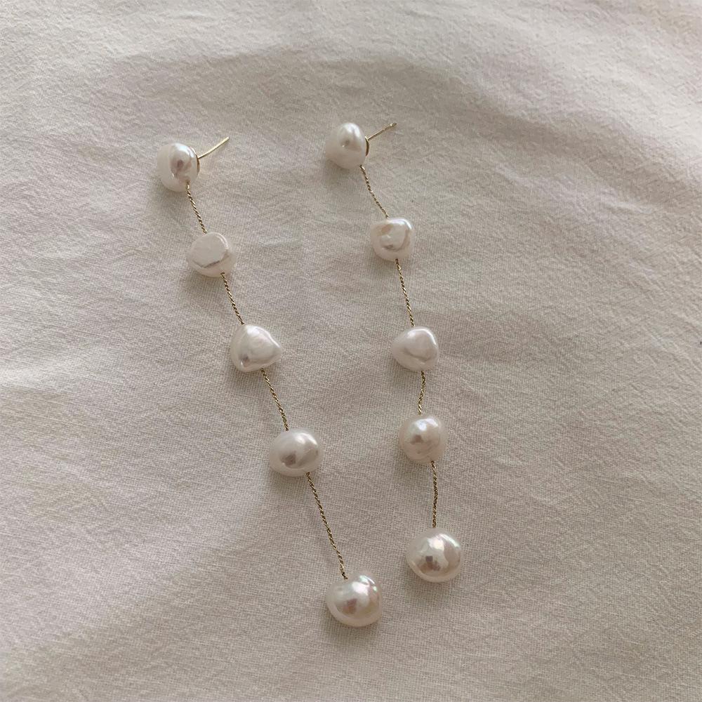 Korean Dongdaemun Pearl Tassel Earrings – Long Chain Ear Line Dangle for Women, Trendy 2020