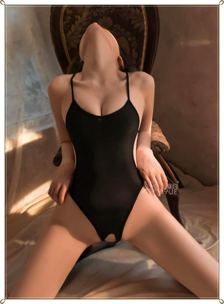 leotard with hip super beautiful school cosplay [YOYURISE] High-leg holes, line, holes, sexy, bold, legs, swimsuit, (Mayu-san, black)