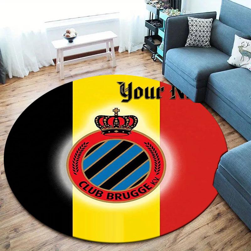 Club Brugge KV Custom Name Round Area Rug,Carpet Rug for Living Room Bedroom Sofa Playroom Decor,Non-slip Floor Mat