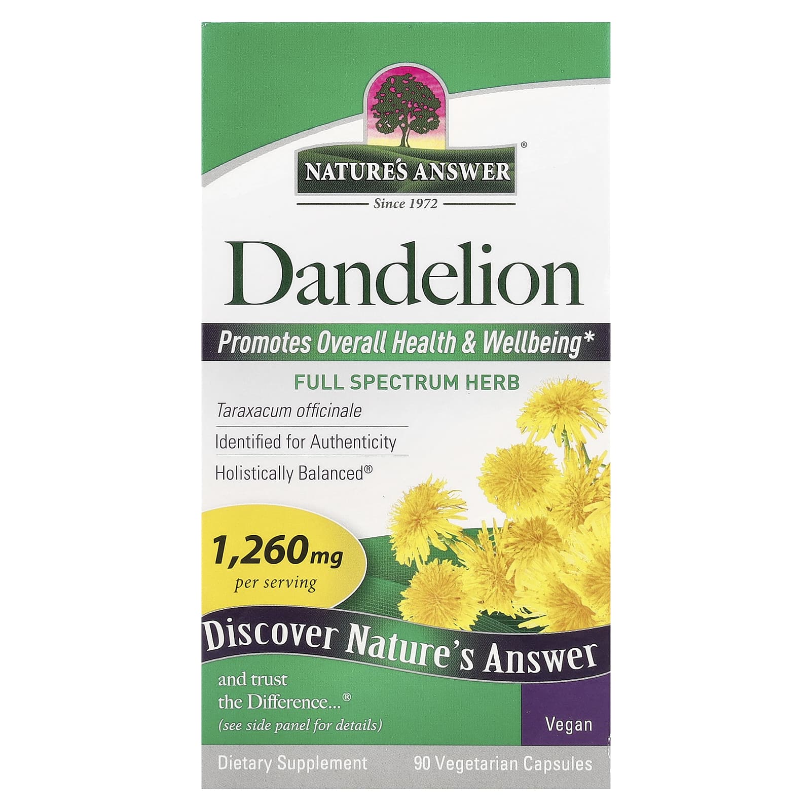 

Nature S Answer, Dandelion, 1,260Mg, 90 Veggie Caps (420Mg per Capsule)