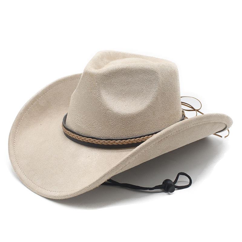 Winter Europäischer und Amerikanischer Stil Wildleder Cowboyhut Herren und Damen Paar Ethnischer Stil Roll-Up Zylinder Hut Visier Hut Jazzhut