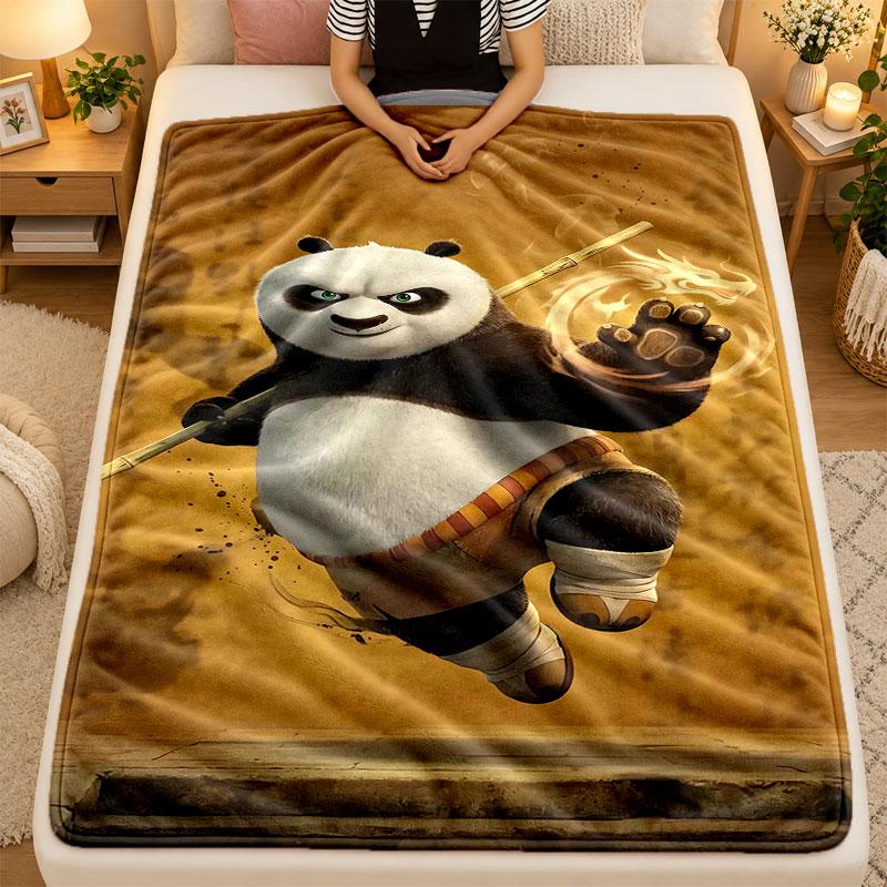 Flannel BlanketKung Fu Panda Warm Soft Throw Blanket for Indoor Sofa Bed Living Room Use