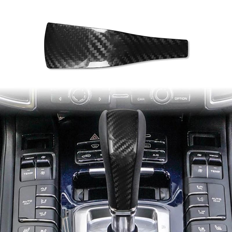 For Porsche Cayenne 958 2011 2012 2013 2014 2015 2016 2017 Car Carbon Black Gear Shift Knob Cover Panel Decoration Auto Parts