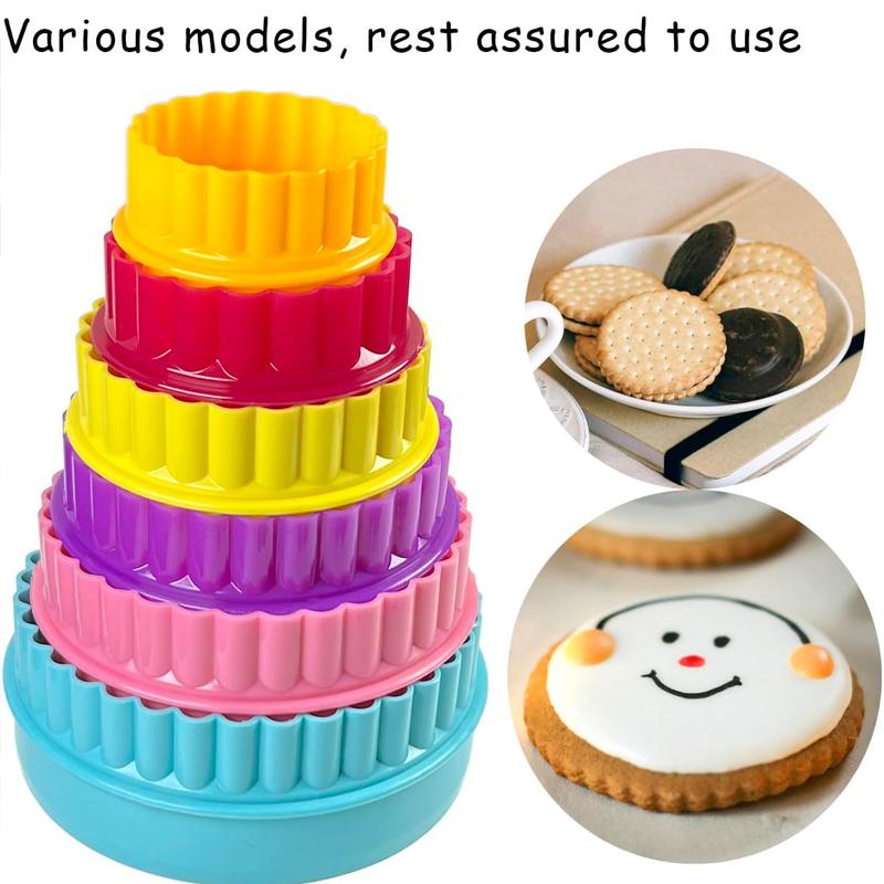 5pcs/6pcs Cookie Cutter Mould Set, Varisized, 2 Sides Round Scalloped Flower Square Shaped Biscuit Dough Molds, for DIY Baking