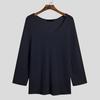 Spring Autumn Men Pullover Sweater V-Neck Long Sleeve Solid Color Knitted Tops Hollow