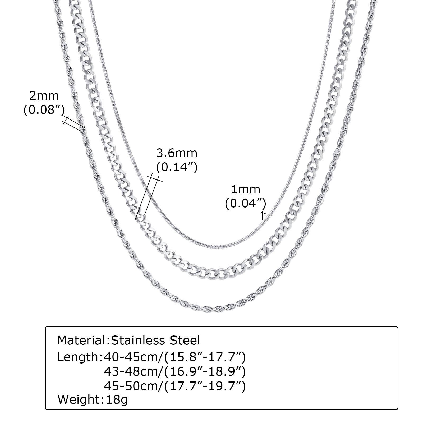 

Trendy 3PCS Set Charm Chain Necklaces for Women Girls, Gold Plated Twisted Rope Miami Curb Cuban Links Collar Snake Choker