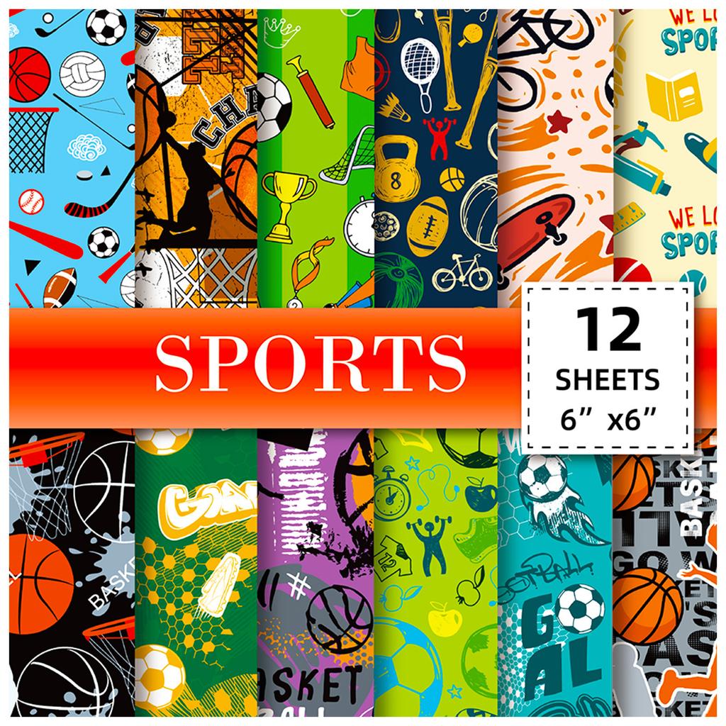 12 Packs Of Each Sports-Themed American Ball Sports Handbook Non-Adhesive Backing Paper Material Paper
