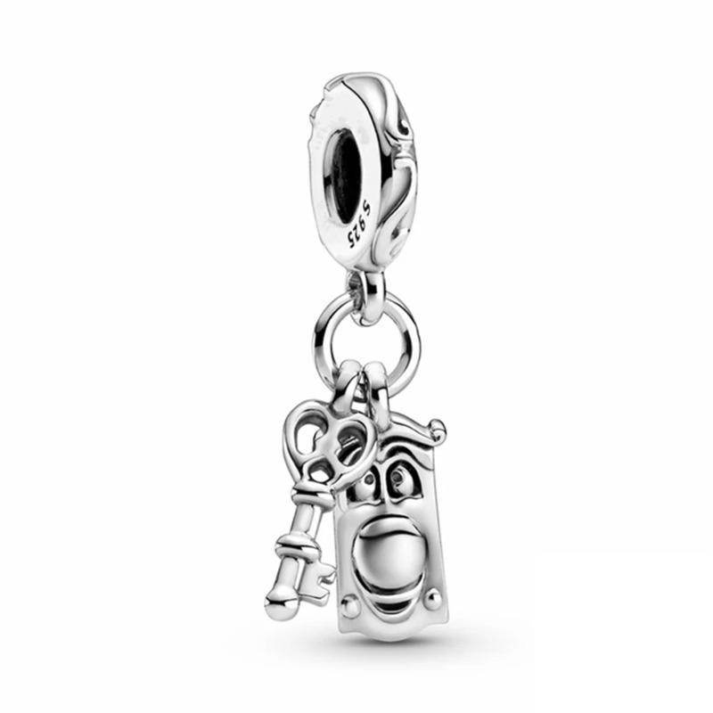 Miniso Disney 925 Silver Charms Bracelet Cute Cartoon Bear Dog Cat Fish DIY Bead Jewelry Women Accessories